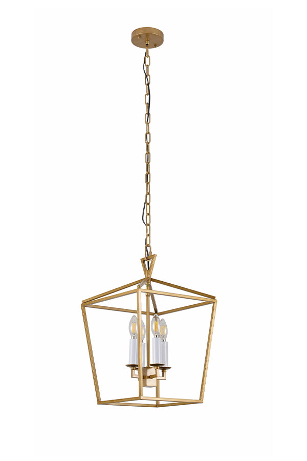 Elegant 4-Light Gold Pendant Chandelier – Modern Geometric Design