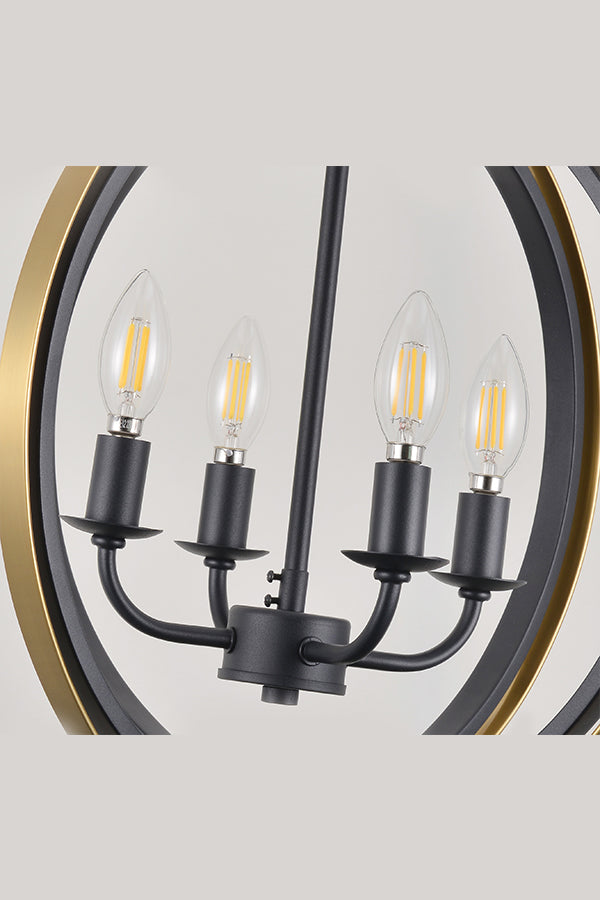 4-Light Orb Chandelier – Black and Gold Pendant Light for Modern Homes