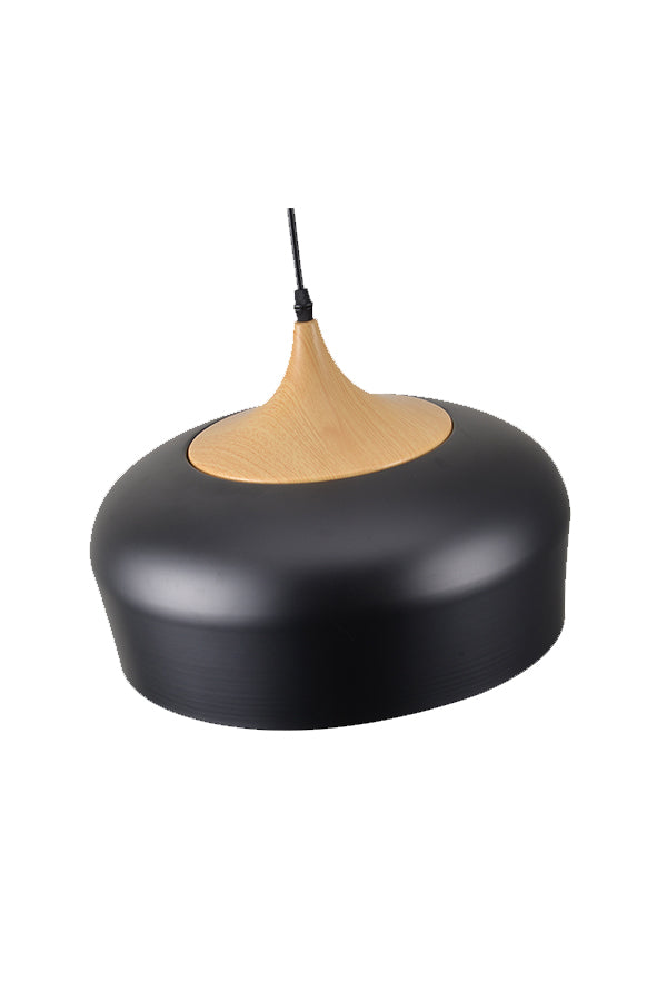 Black and Faux Wood Modern Pendant Light F1005-1H