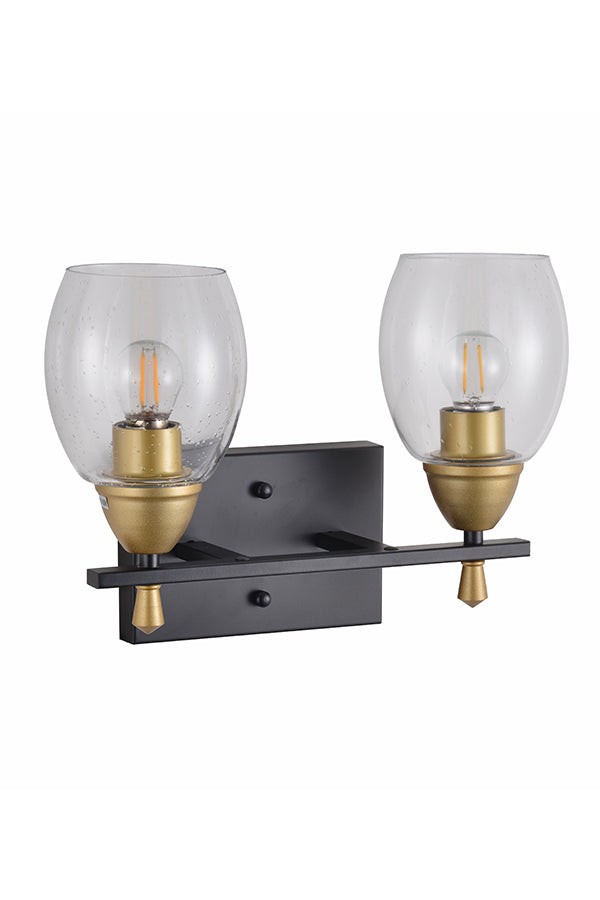 Seedy Glass Black and Gold 2-Light Wall Sconce F2001-2W