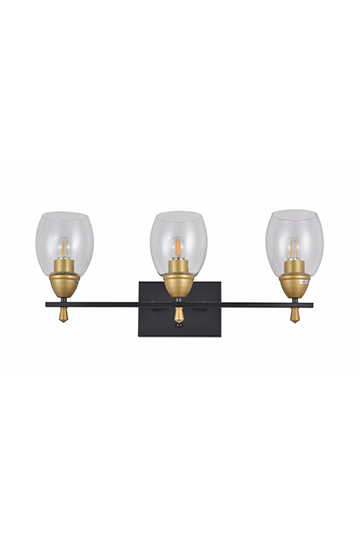 Seedy Glass Black and Gold 3-Light Wall Sconce F2001-3W