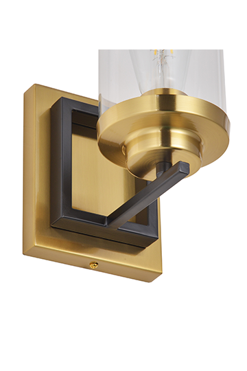 1-Light Gold and Black Modern Clear Glass Wall Sconce