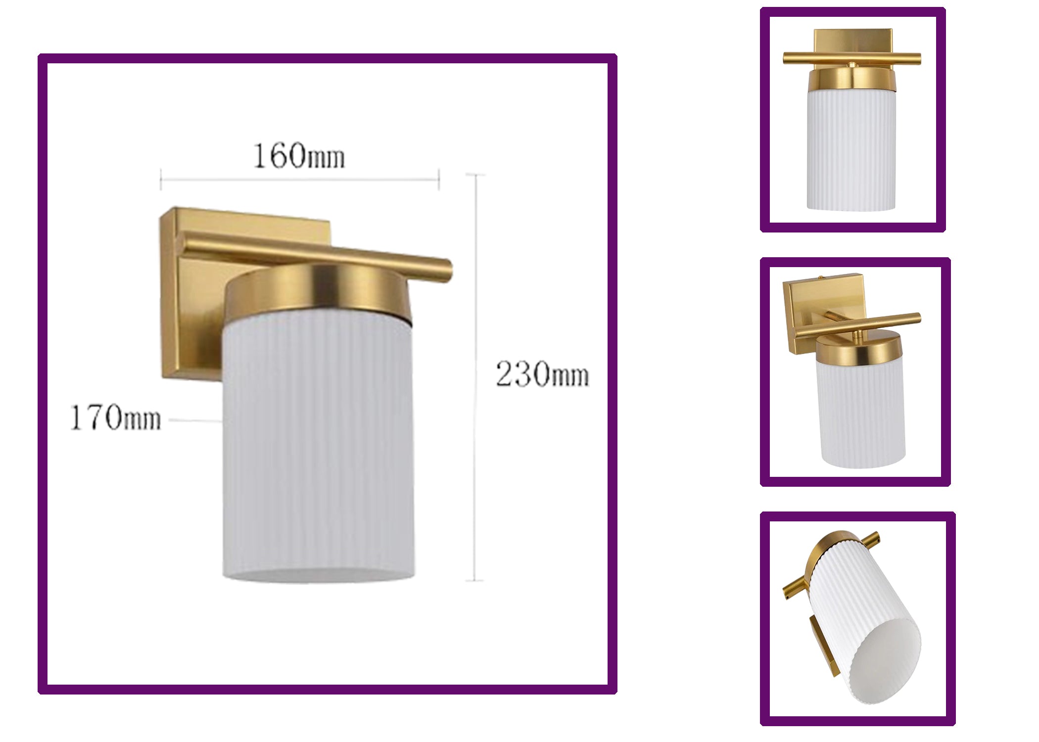 1-Light Gold Modern Wall Sconce