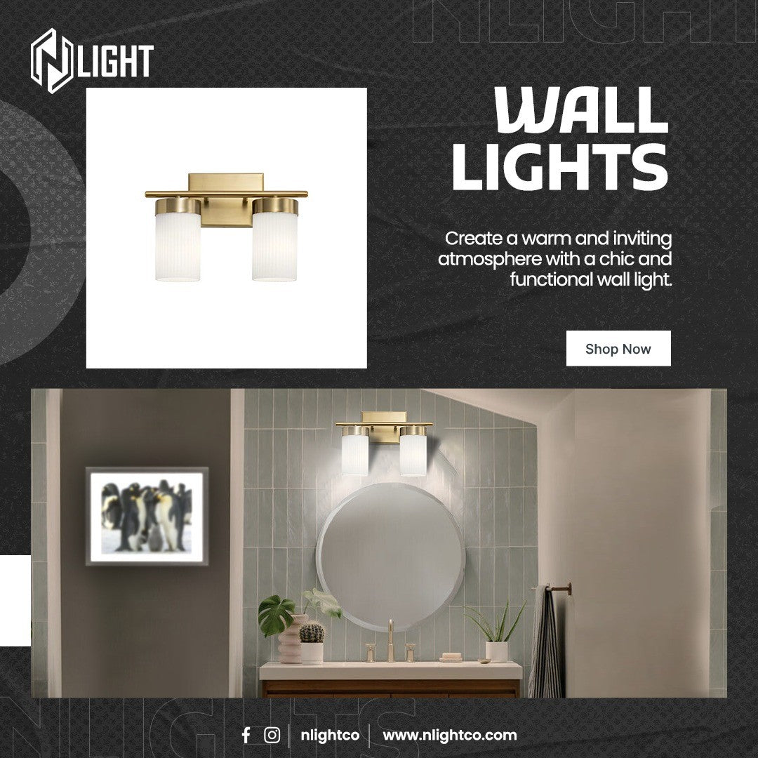 2-Light Gold Modern Wall Sconce